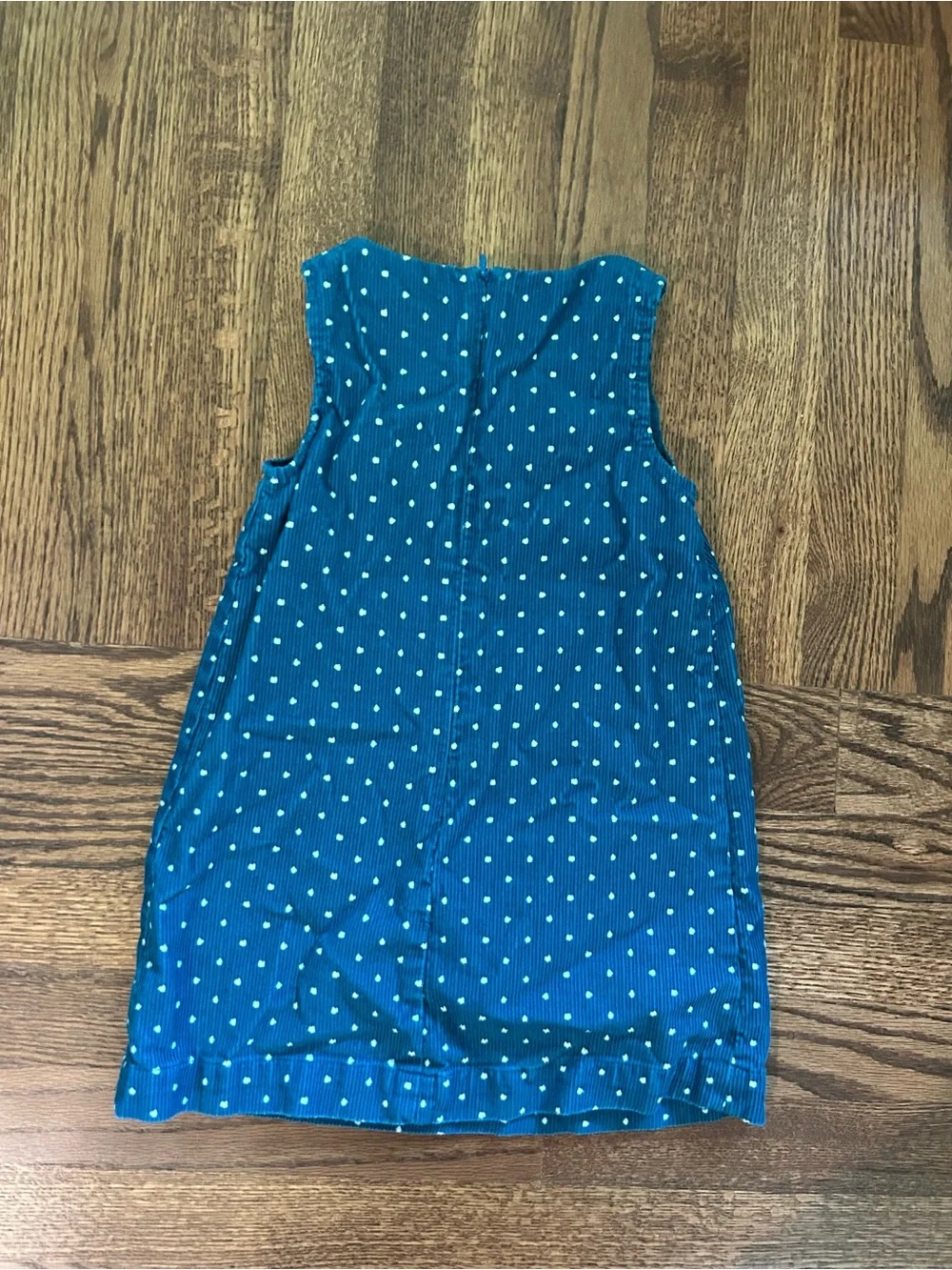 Boden Girls Dress 3-4Y Teal Blue Polka Dot Squirrel Moon Applique Corduroy
